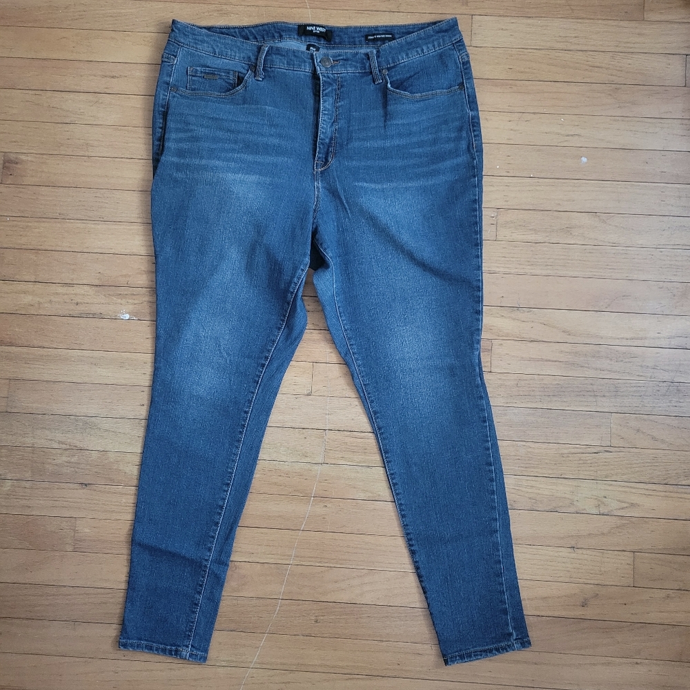 Nine West Womens Denim Blue Jeans CigaretteHigh Rise Skinny Jean Size 16 W